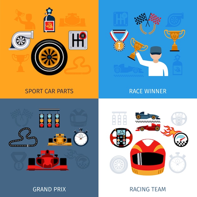 Racing icons set