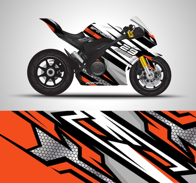 Racing motorcycle wrap decal illustration