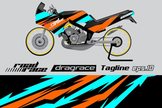 Vector racing motorcycle wrapping sticker design