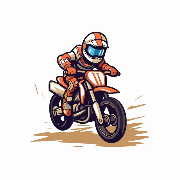 Racing motorcyclist on motorcycle vector illustration Cartoon style