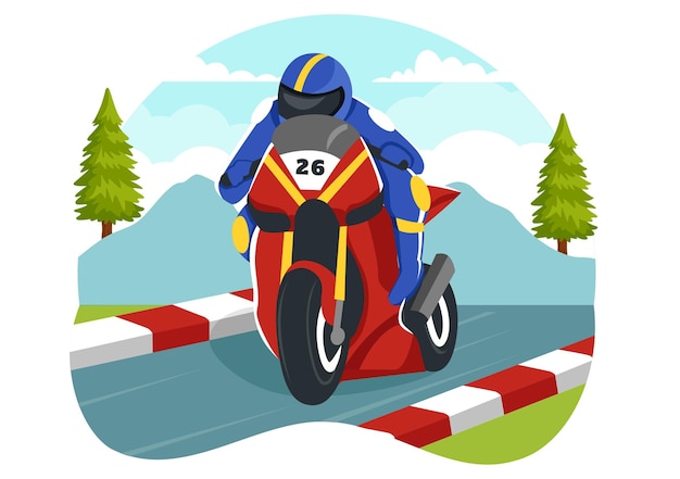 Racing Motosport Speed Bike Illustration for Competition or Championship Race by Wearing Sportswear