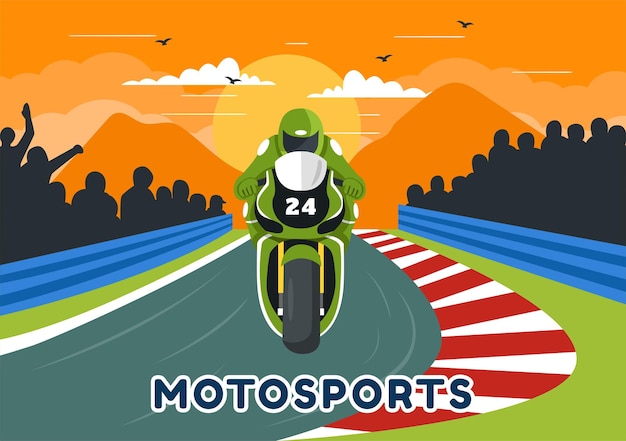 Иллюстрация гоночного мотоцикла для соревнований или чемпионатов в спортивной одежде