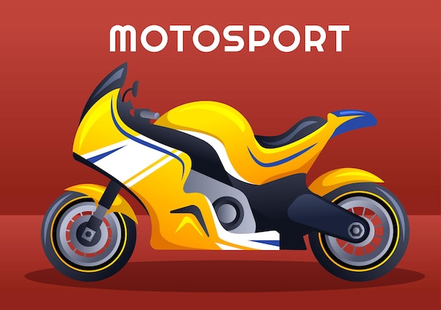 Modello di moto da corsa per moto da corsa illustrazione piatta del fumetto disegnato a mano per la gara di concorrenza