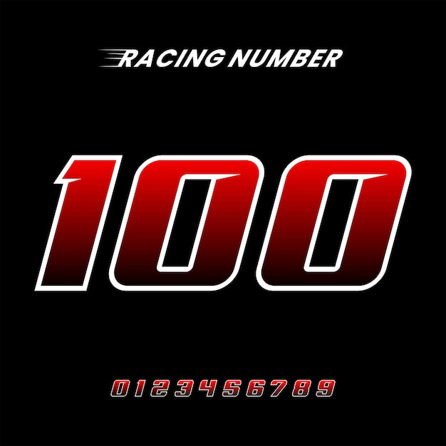 Racing Number 100 Design Vector Template