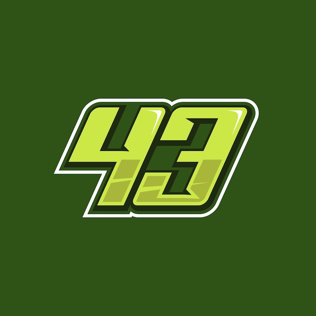 Numero di corsa 43 logo design vettoriale