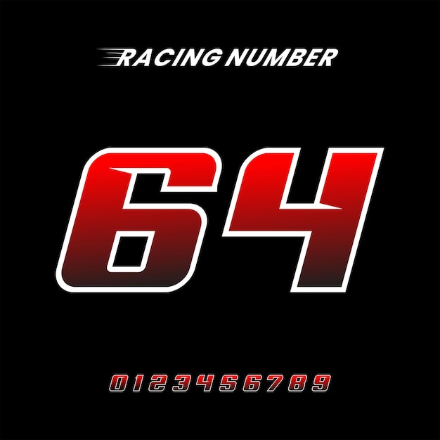 Racing number 64 design vector template