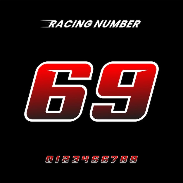 Racing Number 69 Design Vector Template (Vector sjabloon voor het ontwerpen van racen)