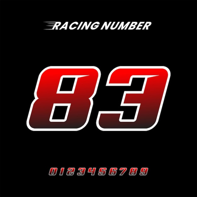 Racing Number 83 Design Vector Template