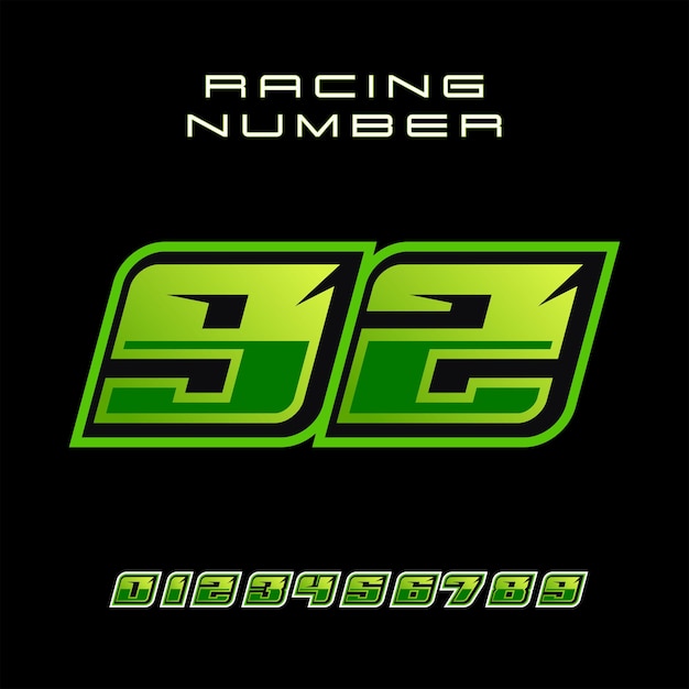 Racing Number 92 Vector Design Template