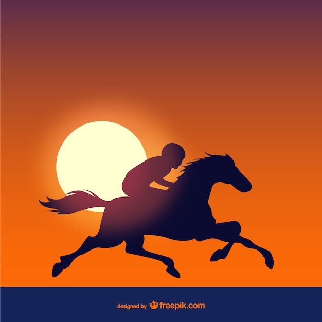 Racing paard bij zonsondergang