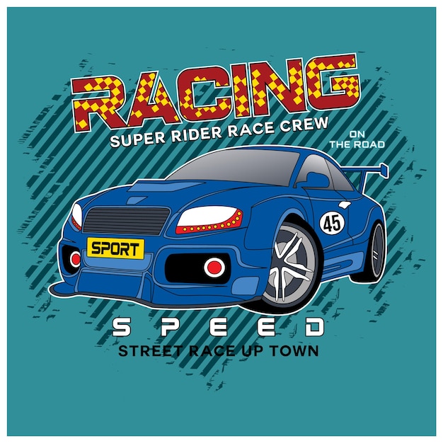 Vector racing on the road car vector illustration