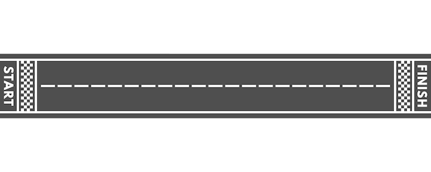 Racing road top view. start and finish on asphalt road illustration. highway and roadway for car.