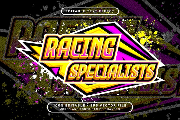 racing specialists 3d text effect and editable text effect with colorful borders