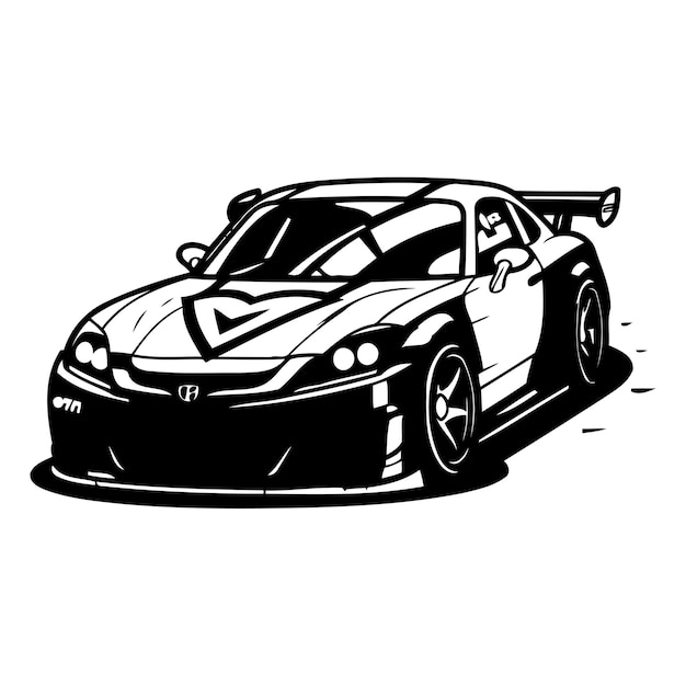 Racing sport car Vector illustration in cartoon style isolated on white background