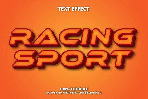 Racing sport moderna tipografia in grassetto 3d cartone animato effetto testo modificabile