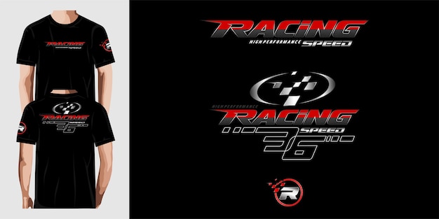 racing t shirt design typography vector illustration premium vector