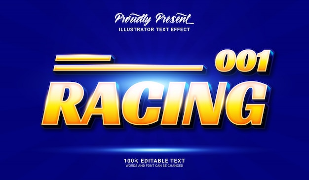 Racing tekststijleffect. Bewerkbaar teksteffect