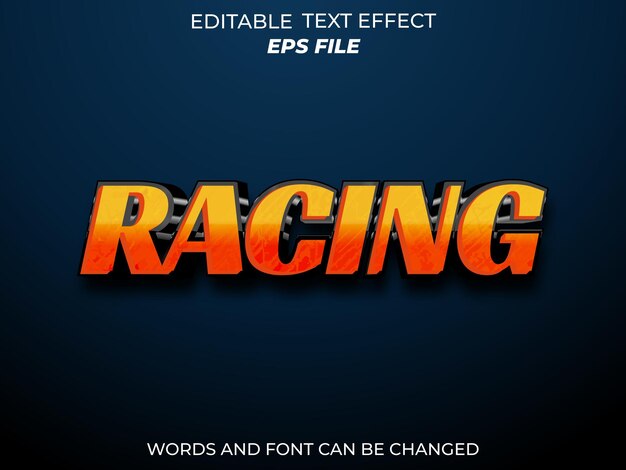 Vettore racing text effect font tipografia modificabile testo 3d