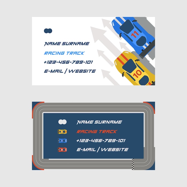 Гоночный трек дорожный автомобиль спортивный трек набор визиток транспорт проезжая часть трек