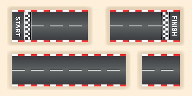 スタートラインとフィニッシュラインを備えたレーシングトラックの上面図スポーツレースカート用の道路のセットインフィニティレーストラック用のグランジテクスチャキットスタートフィニッシュと道路上のラインドリフト3dトラフィックの背景