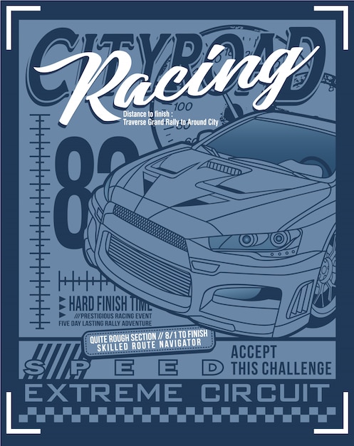 Racing typography art,vector graphic illustration