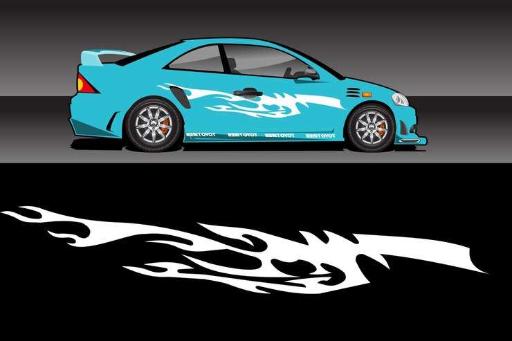 Racing vehicle design vector isolated elegant racing line sticker
