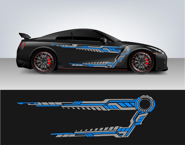 Racing Vehicle Graphic kit isolated vector design race Elegant stripes modern blue technology