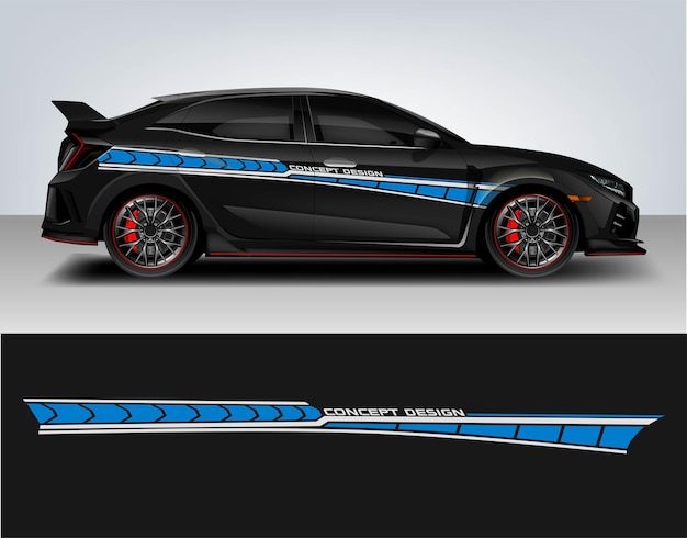 Racing Vehicle Graphic kit isolated vector design race Elegant stripes modern blue technology