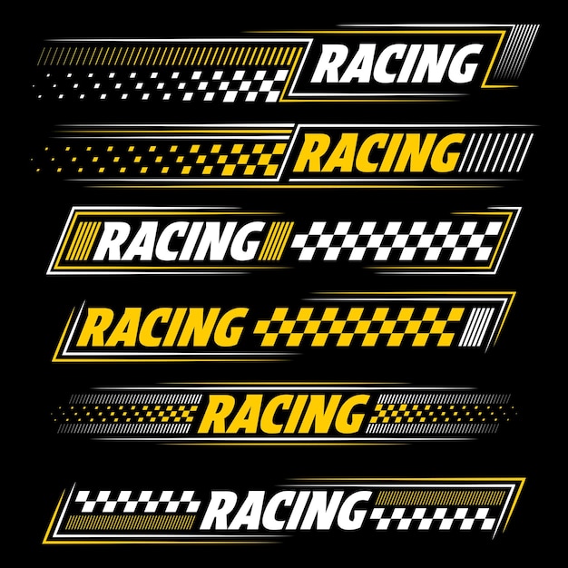 Vector racing white and yellow decals