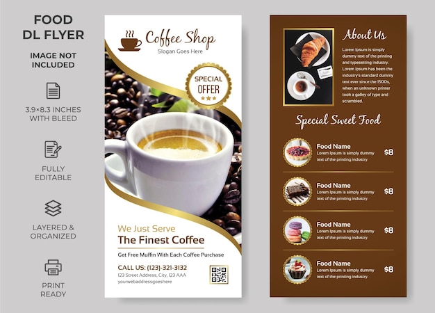 Rack Card Food DL Flyer Template Coffee Menu