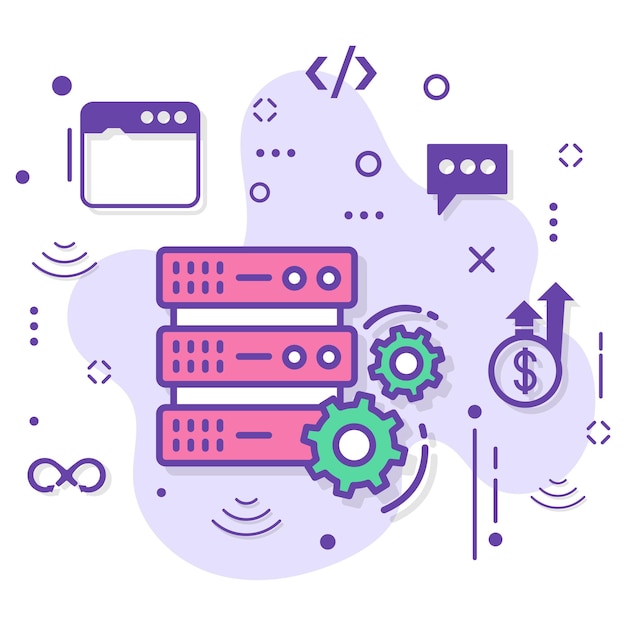 Rack Config stock illustration, Customized Server Configuration Concept, Data Center Machine Setting