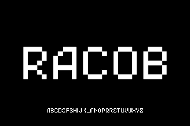 RACOB FONT VECTOR DISPLAY UPPERCASE PIXEL BIT FUTURISTIC EDITABLE