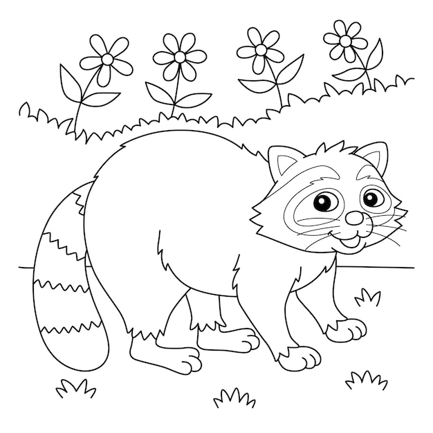 아이들을 위한 너구리 동물 색칠 공부 페이지