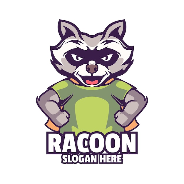 Vector racoon kids-logo sjabloon