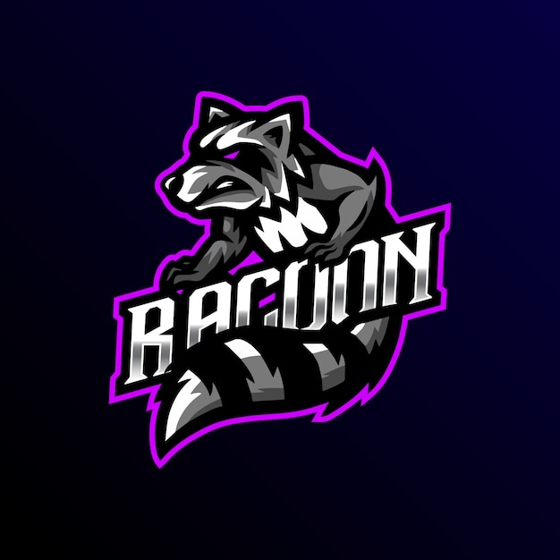 Vector racoon mascot logo esport gaming illustration