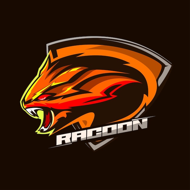 racoon mascot logo gaming racoon illustration vector