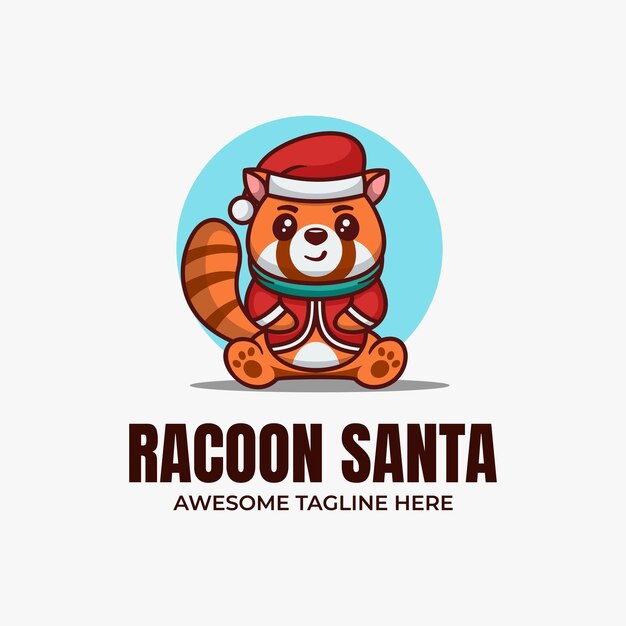 Vector racoon santa mascot logo