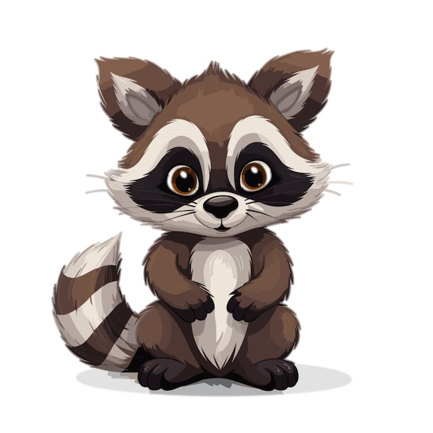 Racoon vector on white background