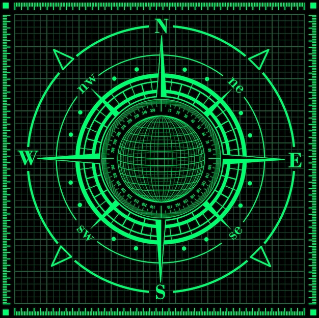 Radar compass rose with globe.