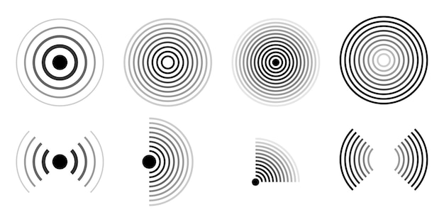 radar icon set collection of sonar sound waves