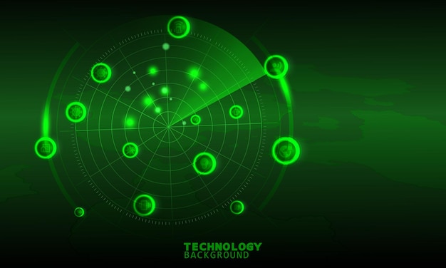 Radar Scan technology concept. technology background. neon effect. circuit board concept.