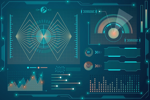 Radar screen.  Technology background. HUD.