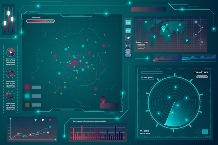 Vector radar screen.  technology background. hud.