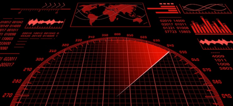 Vector radar screen with futuristic user interface hud.