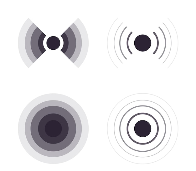 레이더 신호 및 음파 탐지기 음파 평면 벡터 일러스트 레이 션