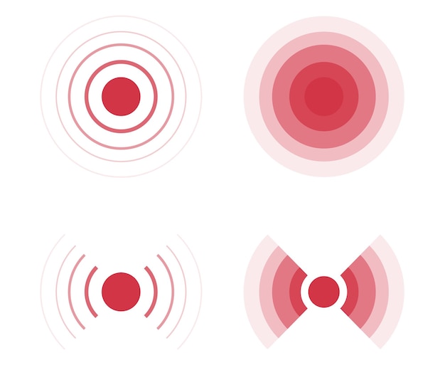 Radar signal and sonar sound wave flat vector illustration