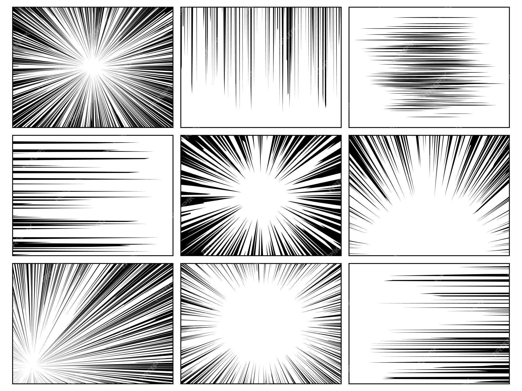 Horizontal and radial speed lines graphic manga comic drawing vector b By  Microvector