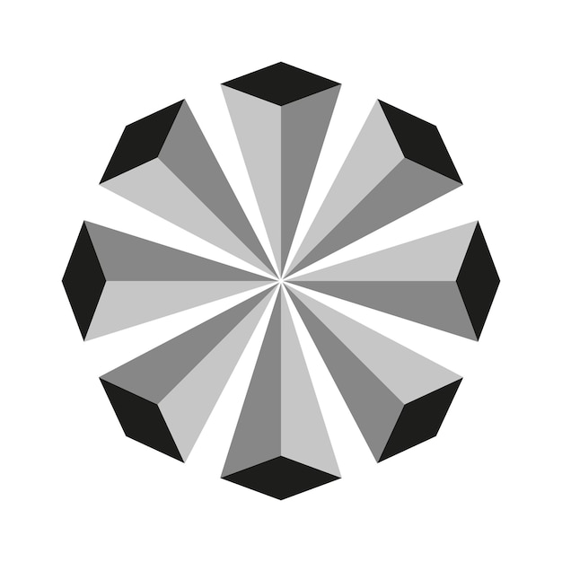 Radial star design Abstract black geometry Symmetrical pointed shape Vector illustration