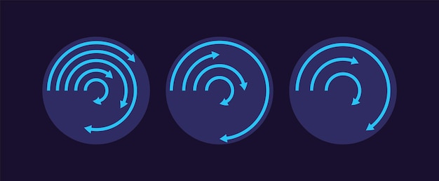 Radiale pijl infographic grafiek ontwerpsjabloon ingesteld voor donker thema