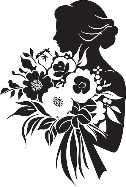 Radiant Bride Design Black Emblem Wedding Elegance Bridal Vector Icon